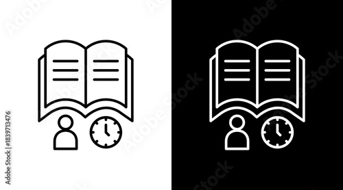 Reading Time Outline White Icon Set Design