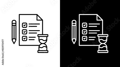 Exam Preparation Outline White Icon Set Design