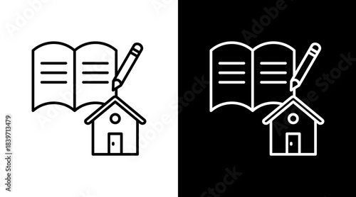Homework Review Outline White Icon Set Design