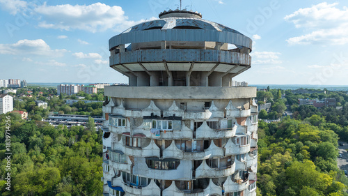 Fotografie View of Chisinau Moldova from Above Urban Landscape from Drone Perspective