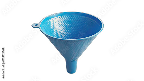 Blue Plastic Funnel Isolated on White Background