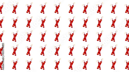 Many red christmas stockings on white background, suitable for holiday designs, greeting cards, festive promotions, and seasonal marketing materials.