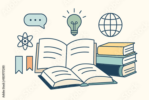 Reading Day Illustration Celebrating Literature Education Knowledge And Love For Books In Clean Minimal Artistic Style