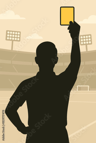football referee, yellow card, sports illustration, referee silhouette, minimal football icon, soccer referee, football icon, sports vector, clean sports illustration, minimal silhouette, soccer yello