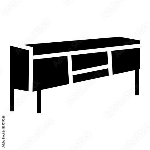 black cabinet table glyph icon vector