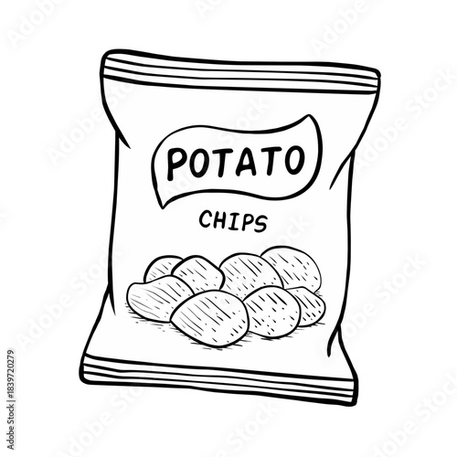 Line Potato chips isolated on white