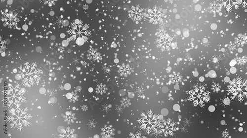 Snowflakes Falling Animation on Winter Cold Background. Soft Snowfall Effect, Frosty Winter Particles. 4K Motion Graphics