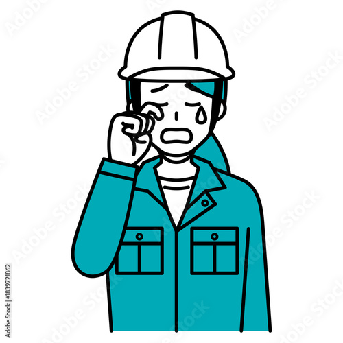 泣く作業員の女性