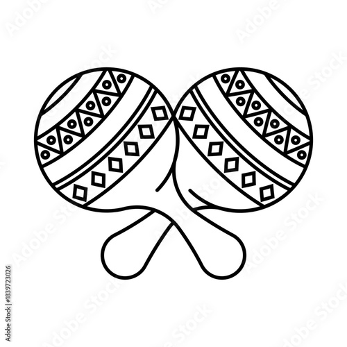 Hand Drawn Decorative Maracas Isolated on White Background