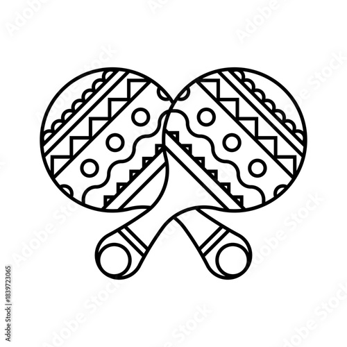 Hand Drawn Decorative Maracas Isolated on White Background