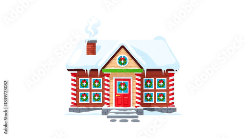 Real estate concept illustration: 3D model of a house for sale, a symbol of residential architecture and property business