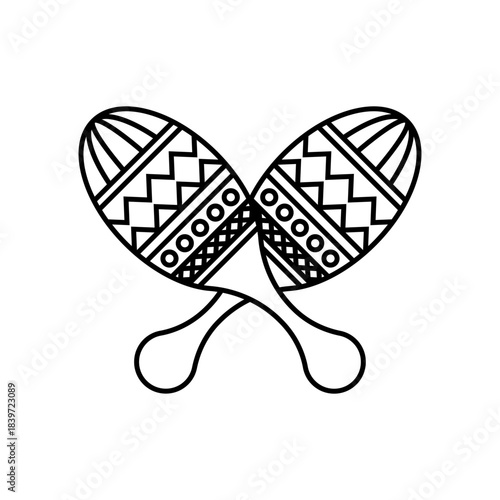 Hand Drawn Decorative Maracas Isolated on White Background