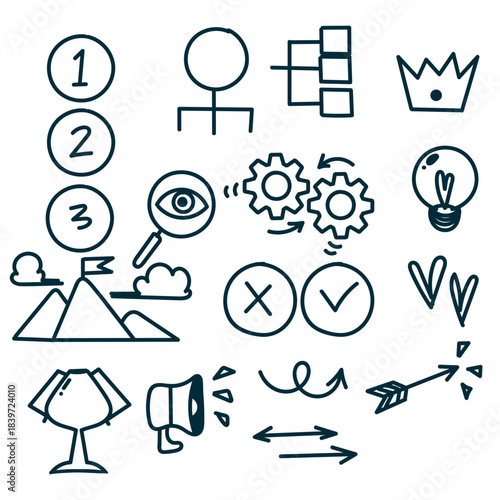 hand drawn doodle infographic element collection set scribble style