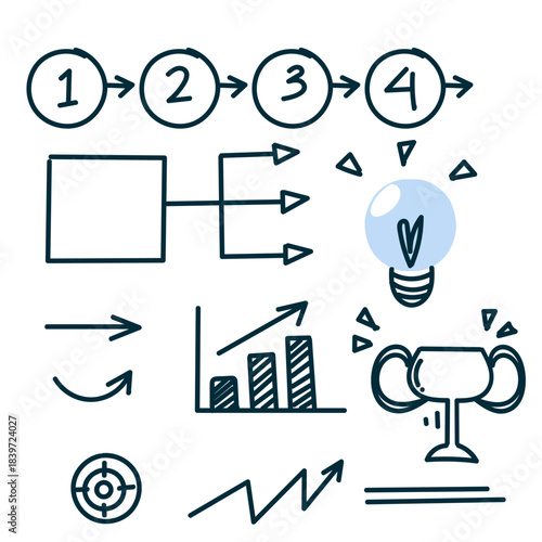 hand drawn doodle infographic element collection set scribble style