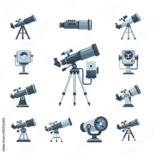 Telescope Variety Icon Set – Professional Observation Tools