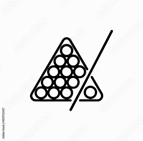 Billiard Balls in Triangle Rack with Cue Stick – Pixel Perfect Linear Icon