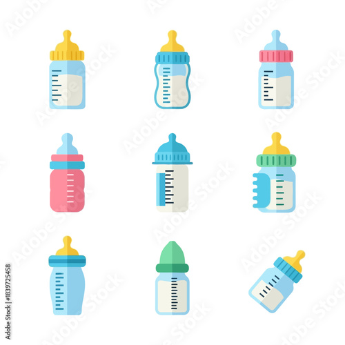 Collection of infant feeding bottle icons