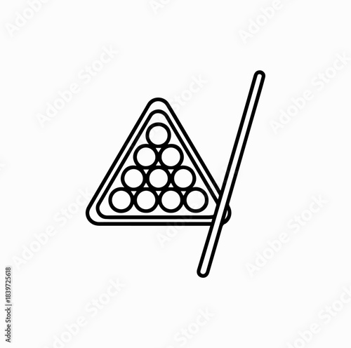 Billiard Balls in Triangle Rack with Cue Stick – Pixel Perfect Linear Icon