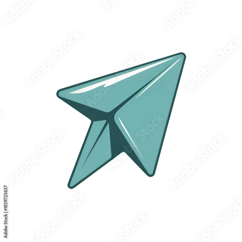 A teal paper airplane illustration against a stark black background