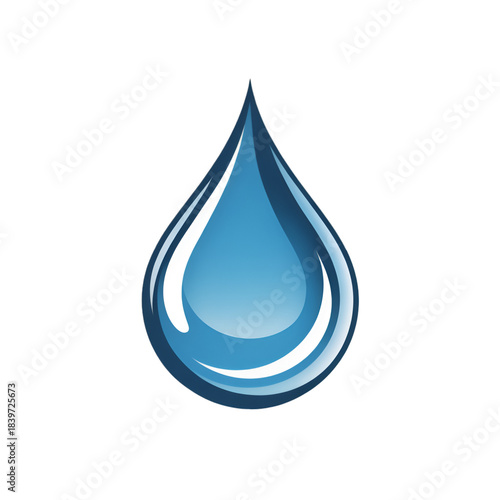A glistening blue water droplet with a bright white highlight