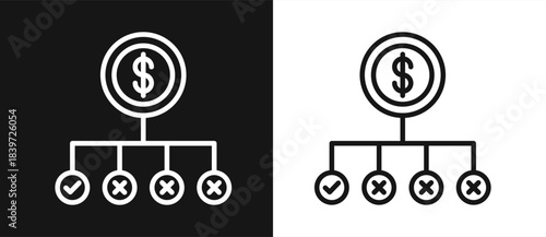 Diversification Outline style In White And Black Background