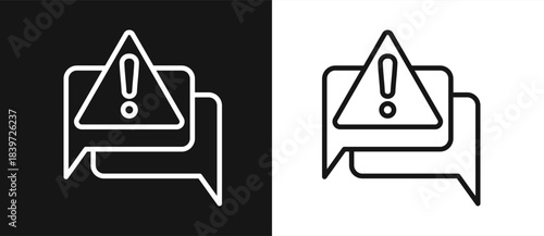 Warning Message Outline style In White And Black Background