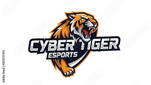 Esports Cyber Tiger Logo: A dynamic and fierce tiger design, representing strength, competition, and the thrill of Esports. The logo captures the spirit of gaming and online competition.