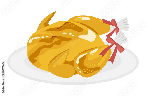 鶏（七面鳥）の丸焼きのイラスト