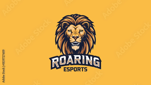Roaring Lion Esports Logo: A captivating logo features a majestic lion with a fierce roar, set against a vibrant background, embodying strength and competitive spirit.