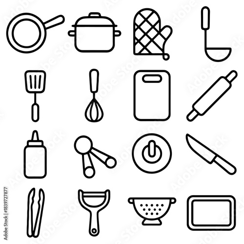 Culinary Essentials: A comprehensive array of essential cooking tools artfully arranged to inspire and empower culinary endeavors.