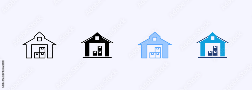 Fototapeta premium Warehouse Icon Set Multiple Style Collection Element For Design