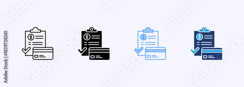 Invoice Payment Icon Set Multiple Style Collection Element For Design