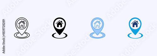 Address Icon Set Multiple Style Collection Element For Design