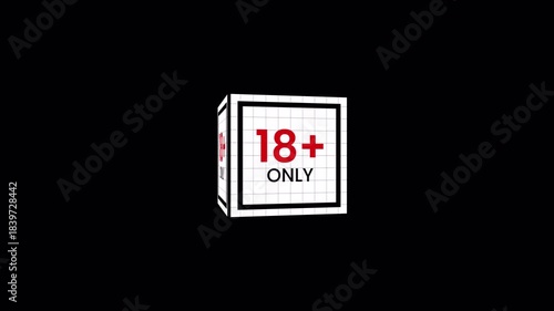 3D cube animation 18 plus only motion graphic on transparent background. 4K video 