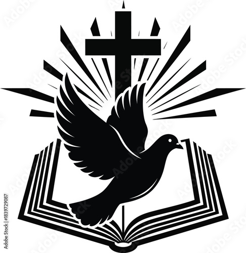 Christian cross dove bible holy spirit symbol vector .