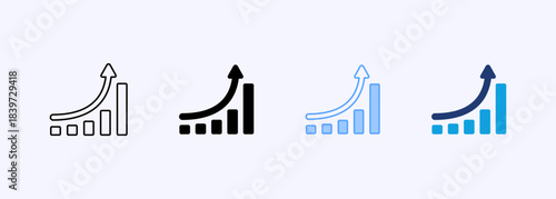 Growth Chart Icon Set Multiple Style Collection Element For Design