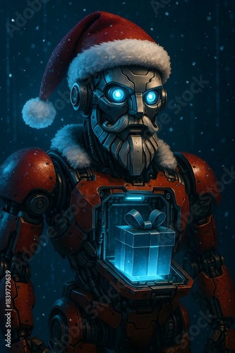 AI Robot Santa Futuristic Mascot