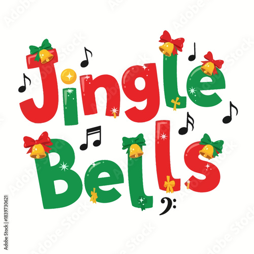 Jingle Bells Musical Typography Vector Design