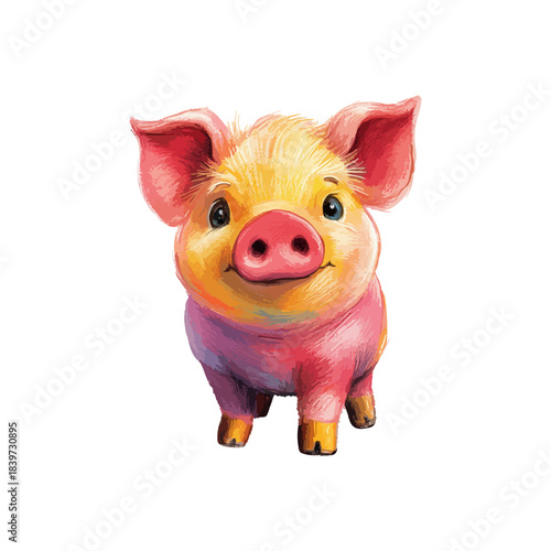 pig drawn vector illustration