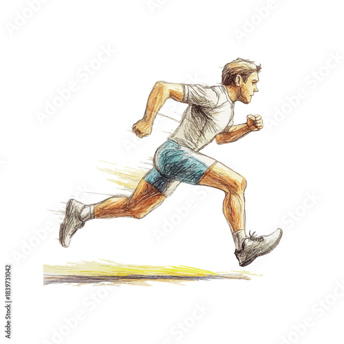 running sprint drawn vector illustration