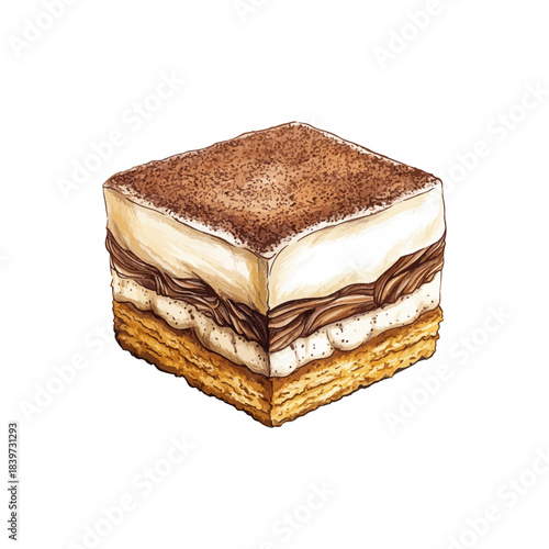 tiramisu hand drawn illustration