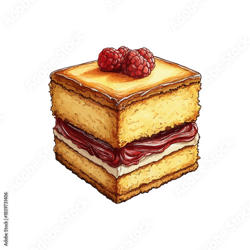 victoria sponge cake hand drawn vector illustration