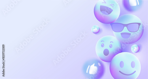 Floating Gradient Emojis on Soft Purple Background