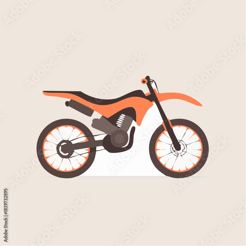 Orange and Black Vector Illustration of a Dirt Bike.