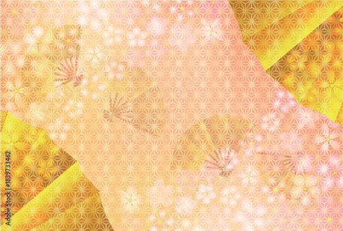 和柄　桜　年賀状　扇子　背景	