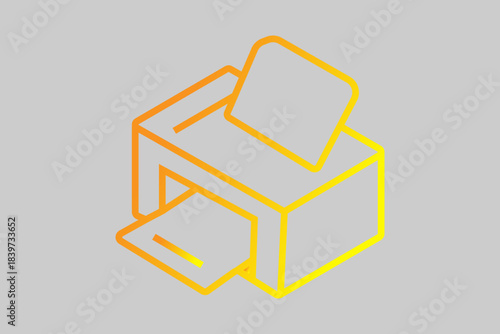 This image is an isometric illustration of a printer icon.