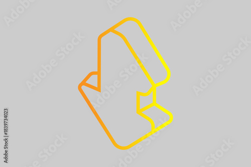 The image shows an isometric-style arrow icon, pointing diagonally downward.