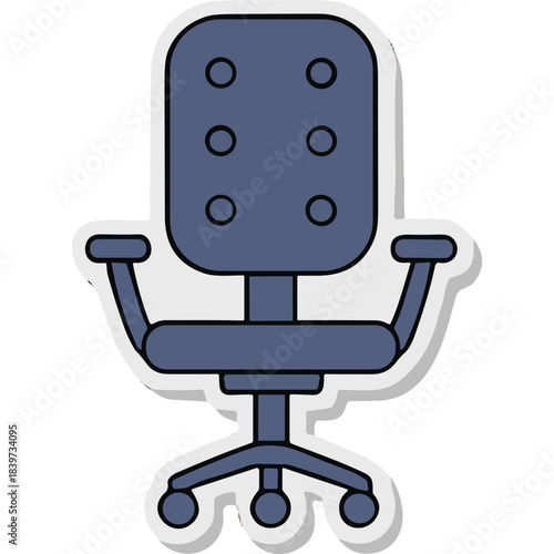 An Office Chair With Four Legs And A Rolling Base In A Flat Design Style