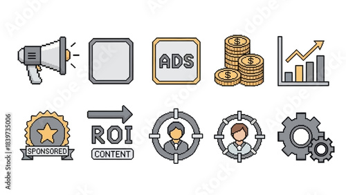 Business and Office Icons Set. Finance, Management, and Planning Flat Line Vector Collection.
