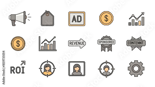 E-commerce, Digital Marketing, and Logistics Icons Set. Payment, Product Management, and Retail Flat Line Vector Collection.